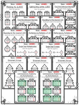 Christmas Math Worksheets 3rd Grade by Nurturing Imaginations | TpT