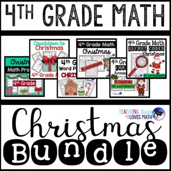 Preview of Christmas Math Worksheets 4th Grade Bundle