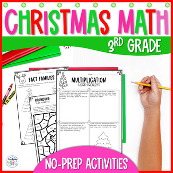 Preview of Christmas Math Worksheets | Christmas Math Activities 3rd Grade