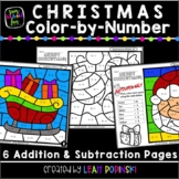 Christmas Math Worksheets Color by Number - First Grade - 