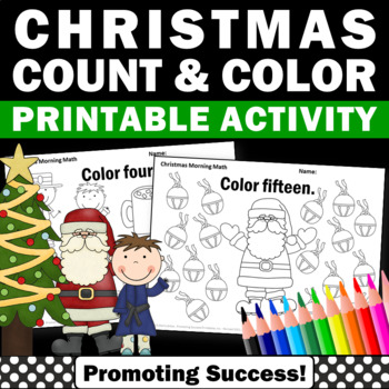 Preview of Christmas Coloring Sheets Pages Counting to 20 Math Morning Work Packet Centers
