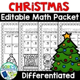 Christmas Math Worksheets Differentiated and Editable