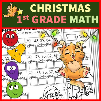 Preview of Christmas Math Worksheets First Grade December No Prep Printables