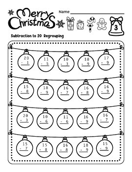 Christmas Addition and Subtraction to 20 December Math Worksheets ...