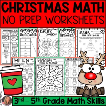 Preview of Christmas Math Worksheets NO PREP Holiday Activities 3rd 4th 5th Grade | Pack 1