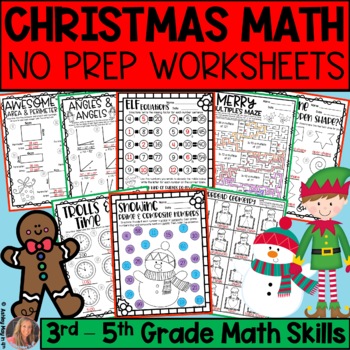 Preview of Christmas Math Worksheets NO PREP Holiday Activities 3rd 4th 5th Grade | Pack 2