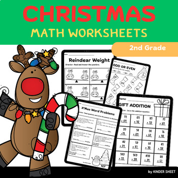 Preview of Christmas Math Worksheets No Preps for 2nd Grade