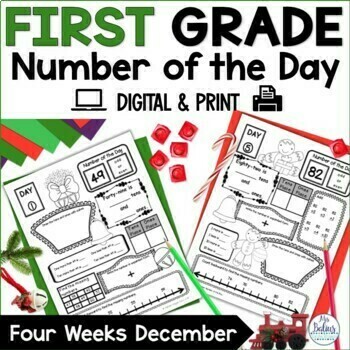 Preview of Christmas First Grade Math Place Value Practice Number of the Day Number Sense