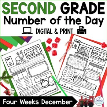 Preview of Christmas Math Worksheets Place Value Activities 2nd grade