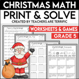 Christmas Math Worksheets Print and Solve Gr. 5