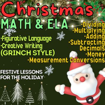 Preview of Christmas Math and Creative Writing using Figurative Language Decimals