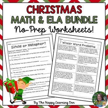 Preview of Christmas Math and ELA BUNDLE