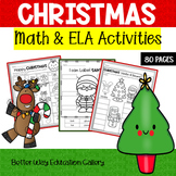 Christmas Math and ELA Worksheets Winter Activities Kinder