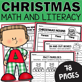 Preview of Christmas Worksheets No Prep Math and Literacy Activities Fun 1st 2nd Grade