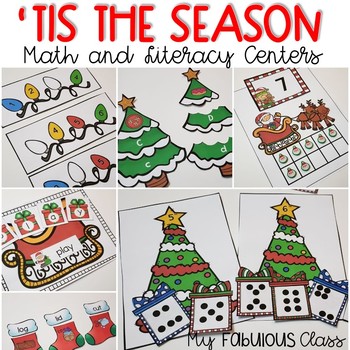 Preview of Christmas Math and Literacy Centers for Kindergarten