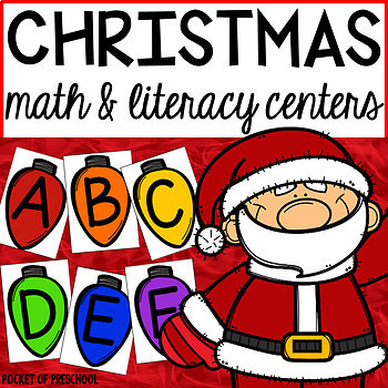 Preview of Christmas Math and Literacy Centers for Preschool, Pre-K, and Kindergarten