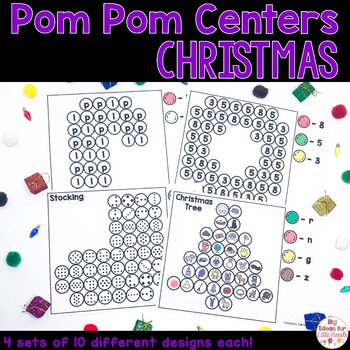 Preview of Christmas Math and Literacy Pom Pom Activities