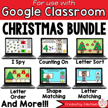 Preview of Christmas Math and Phonics BUNDLE for Google Classroom