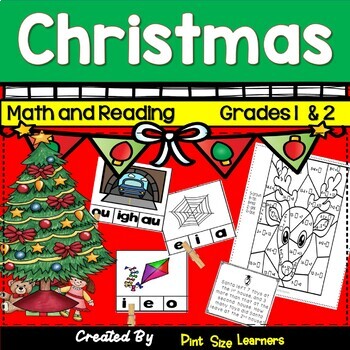 Preview of December Math and Reading Activities for 1st Grade and 2nd Grade