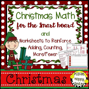 Preview of Christmas Activity ~ Christmas Math for the Smart Board and Worksheets