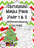 Christmas Maths Pack Year 1 & 2 - differentiated & no-prep