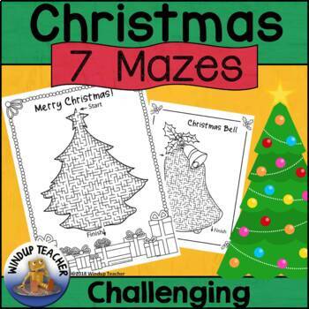 Preview of Christmas Mazes - Stocking, Santa, Presents, Ornament, Bell, & Tree Puzzles