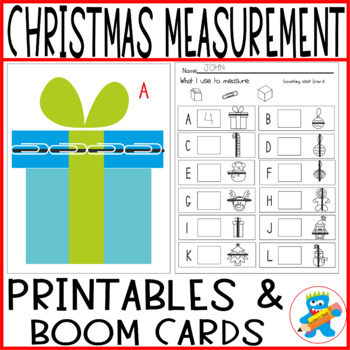 Preview of Christmas Measurement. Printables, Boom Cards & Google Slides. English Spanish