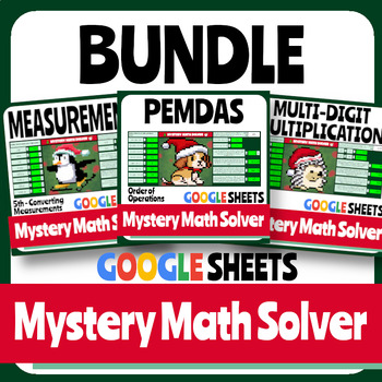 Preview of Christmas - Measurements, PEMDAS, Multi-Digit Multiply  - Pixel Art - Bundle