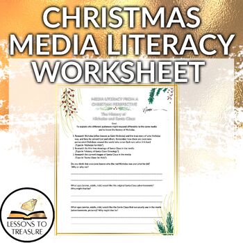 Preview of Christmas Media Literacy Worksheet Christian Bible Audience Respond