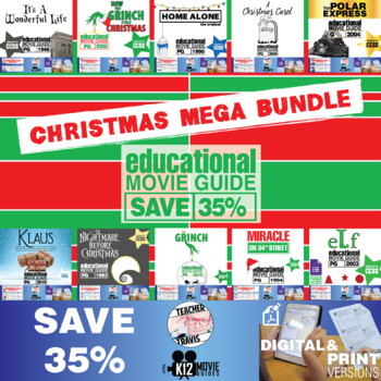 Preview of Christmas Mega Movie Guide Bundle | 10 Worksheets | SAVE 35%