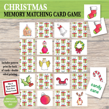 Christmas Concentration Memory Matching Card Game December Vocabulary