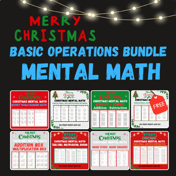 Preview of Christmas Mental Math - Basic Operations Bundle +Free Bonus