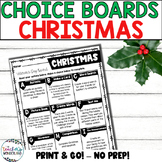 Christmas Menus - Choice Boards and Activities- 3rd - 5th Grade