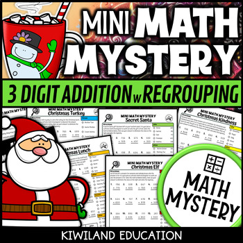 Preview of Christmas Mini Math Mystery Detective Game with 3 Digit Addition with Regrouping