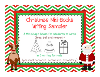 Preview of Christmas Holiday Mini Shape Books Writing Narratives Expository Persuasive