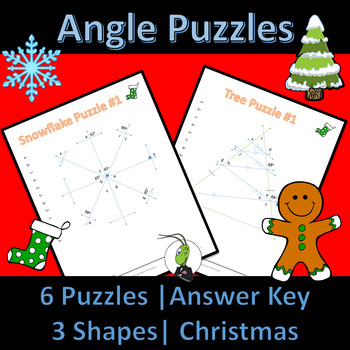 Preview of Christmas Missing Angles Puzzle Geometry | Angle Relationships