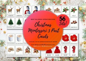 Preview of Christmas Montessori 3 Part Cards