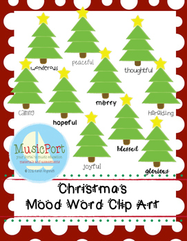 Preview of Christmas Tree Mood Words Clip Art