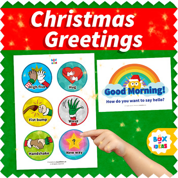Preview of Christmas Morning Greeting Choices Signs for Classroom Decor Good Morning Poster