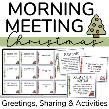 Preview of Christmas Morning Meeting Cards | Christmas Greetings, Sharing & Activities