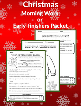 Preview of December Christmas-themed Morning Work or Early Finishers Packet