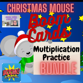 Preview of Christmas Mouse BOOM CARD Multiplication Bundle