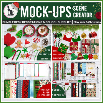 Preview of Christmas Movable Mockup School Supplies and Desk Decorations | Mini Bundle 4