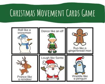 Preview of Christmas Movement Cards, Preschool Christmas Movement Game, Pre-k Christmas