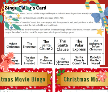 Preview of Christmas Movie Bingo w/ Full Video Calling Cards