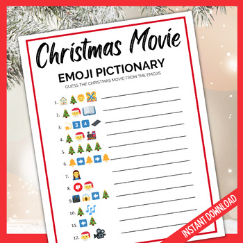 Christmas Movie Emoji Pictionary, Printable Holiday Activity by Little ...