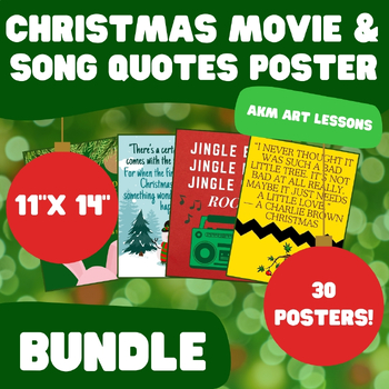 Preview of Christmas Movie & Song Quote Poster Bundle - December Bulletin Board - 11" x 14"