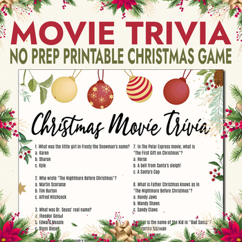 Christmas Movie Trivia Game Printable No Prep, Christmas Office Games