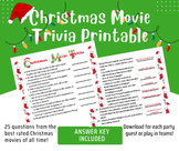 Christmas Movie Trivia Game Printable - No Prep! (Great fo