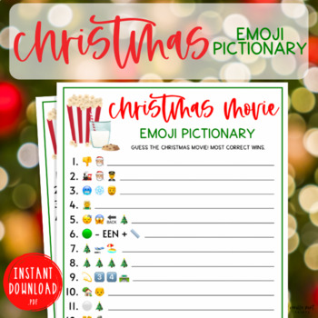 Christmas Movies Emoji Pictionary Activity | Holiday Seasonal Brain ...